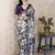Blue printed tussar silk printed saree with blouse