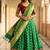 Pure Silk Unstitched Banarasi Lehanga Set in Green Colour with Blouse