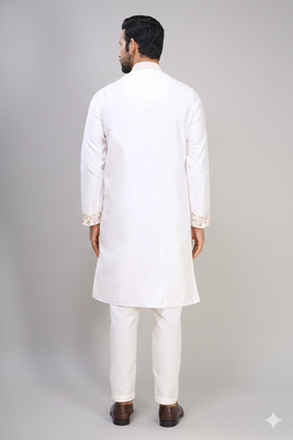 men’s off white silk kurta set with rich embroidery 4