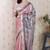 Peach printed tussar silk printed saree with blouse