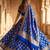 Pure Silk Unstitched Banarasi Lehanga Set in Royal Blue Colour with Blouse
