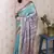 Sea green printed tussar silk printed saree with blouse
