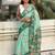 Green printed chanderi cotton printed saree with blouse