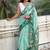 Green printed chanderi cotton printed saree with blouse