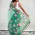 Green printed chanderi cotton printed saree with blouse