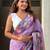 Lavender printed chanderi cotton printed saree with blouse