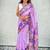 Lavender printed chanderi cotton printed saree with blouse
