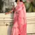 Pink printed chanderi cotton printed saree with blouse