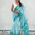 Sky blue printed chanderi cotton printed saree with blouse