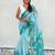 Sky blue printed chanderi cotton printed saree with blouse