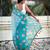 Sky blue printed chanderi cotton printed saree with blouse