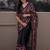 Black printed kolam silk printed saree with blouse