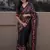 Black printed kolam silk printed saree with blouse