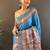 Blue printed tussar silk printed saree with blouse