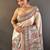 Cream printed tussar silk printed saree with blouse