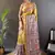 Gold printed tussar silk printed saree with blouse