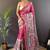 Pink printed tussar silk printed saree with blouse