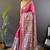 Pink printed tussar silk printed saree with blouse