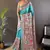 Sky blue printed tussar silk printed saree with blouse