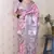 Baby pink printed tussar silk printed saree with blouse