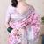 Baby pink printed tussar silk printed saree with blouse