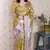 Gold printed tussar silk printed saree with blouse