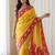 Yellow Color Aaari Mirror Foil Work and  Gopi Kana Print Silk Saree