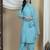 Aqua Blue Chikankari Kurta Set with Rayon Palazzo & Faux Georgette Dupatta