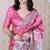 Pink printed tussar silk printed saree with blouse