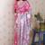 Pink printed tussar silk printed saree with blouse