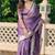Lavender woven self design antique silk banarasi saree with blouse