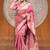 Pink woven self design antique silk banarasi saree with blouse