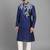 men’s navy silk kurta set with multicolor floral work