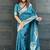 Sky blue woven self design antique silk banarasi saree with blouse