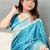 Sky blue woven self design antique silk banarasi saree with blouse