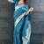 Sky blue woven self design antique silk banarasi saree with blouse