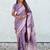 Lavender woven self design antique silk banarasi saree with blouse