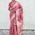 Pink woven self design antique silk banarasi saree with blouse