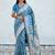 Sky blue woven self design antique silk banarasi saree with blouse