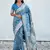 Sky blue woven self design antique silk banarasi saree with blouse