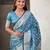 Sky blue woven self design antique silk banarasi saree with blouse