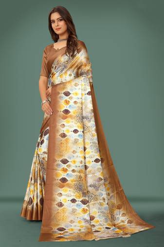 Printed satin saree