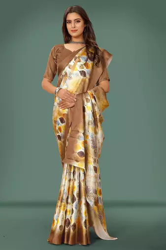 Printed satin saree