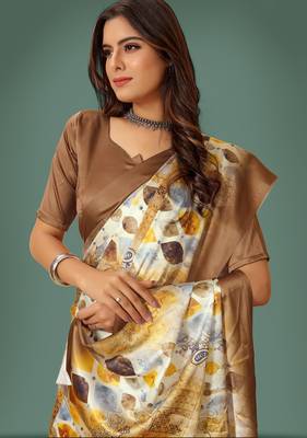 Printed satin saree 4