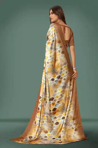 Printed satin saree