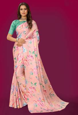 Printed satin saree 1