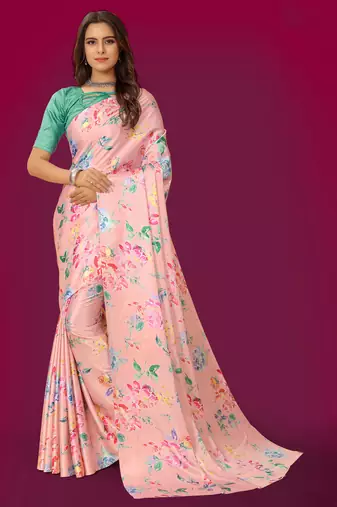 Printed satin saree