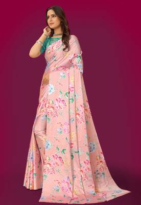 Printed satin saree 2