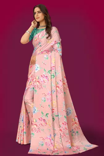 Printed satin saree