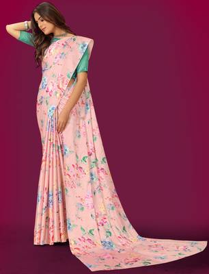 Printed satin saree 3